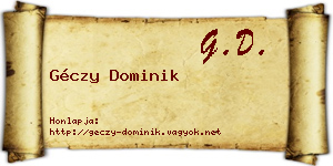 Géczy Dominik névjegykártya